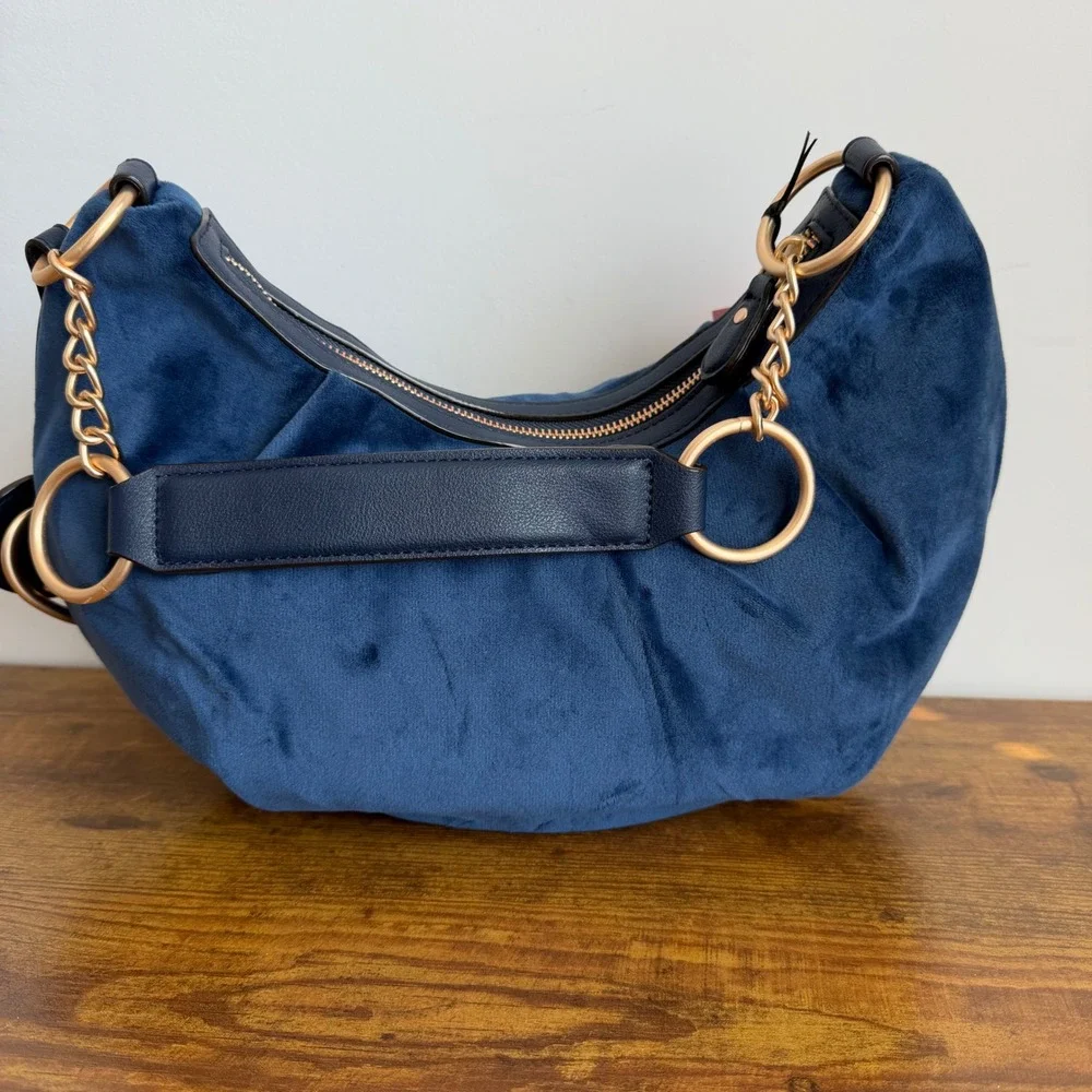 New Juicy Couture Need More Regal Blue Shoulder Hobo Handbag Wristlet Wallet Y2K